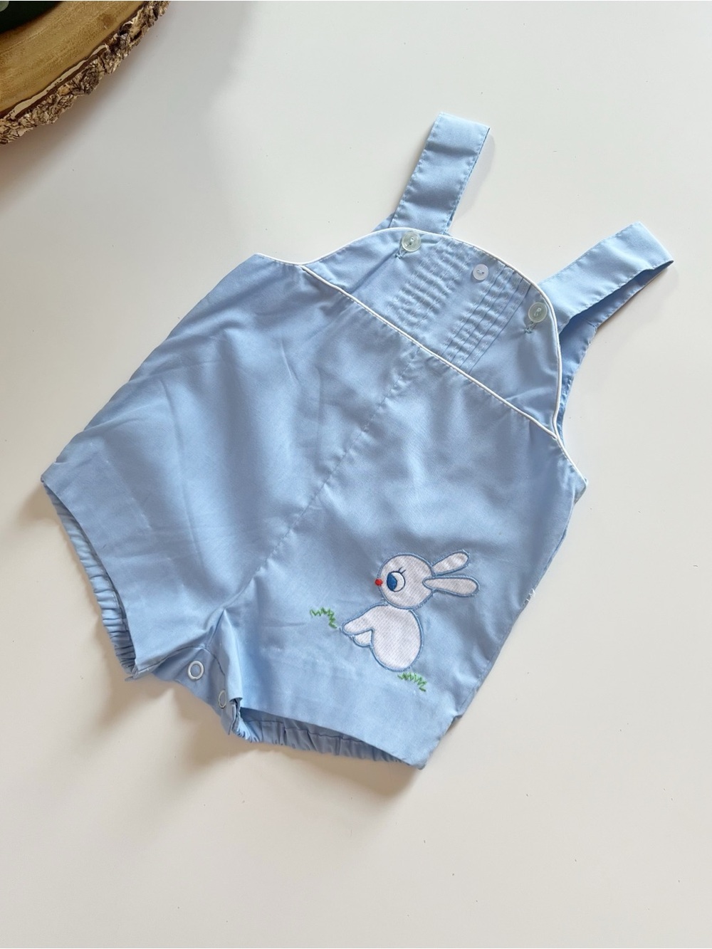 Vintage Blue Bunny Overall Romper Jon Jon | Size 3-6m
